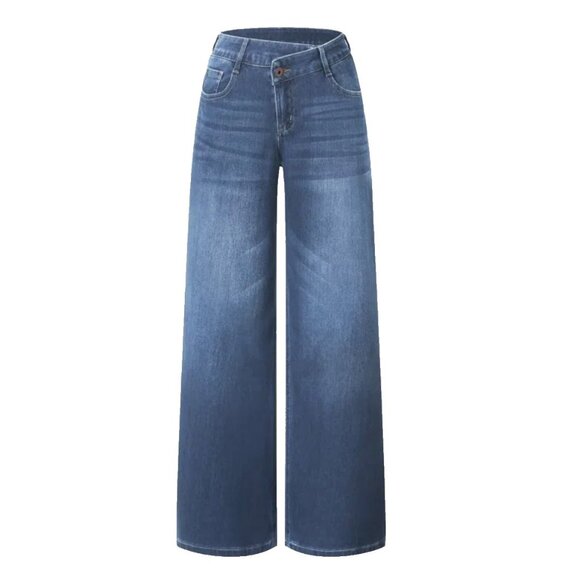 Halara Denim - Halara Flex Asymmetric Wide Leg womens jeans Large  Blue denim